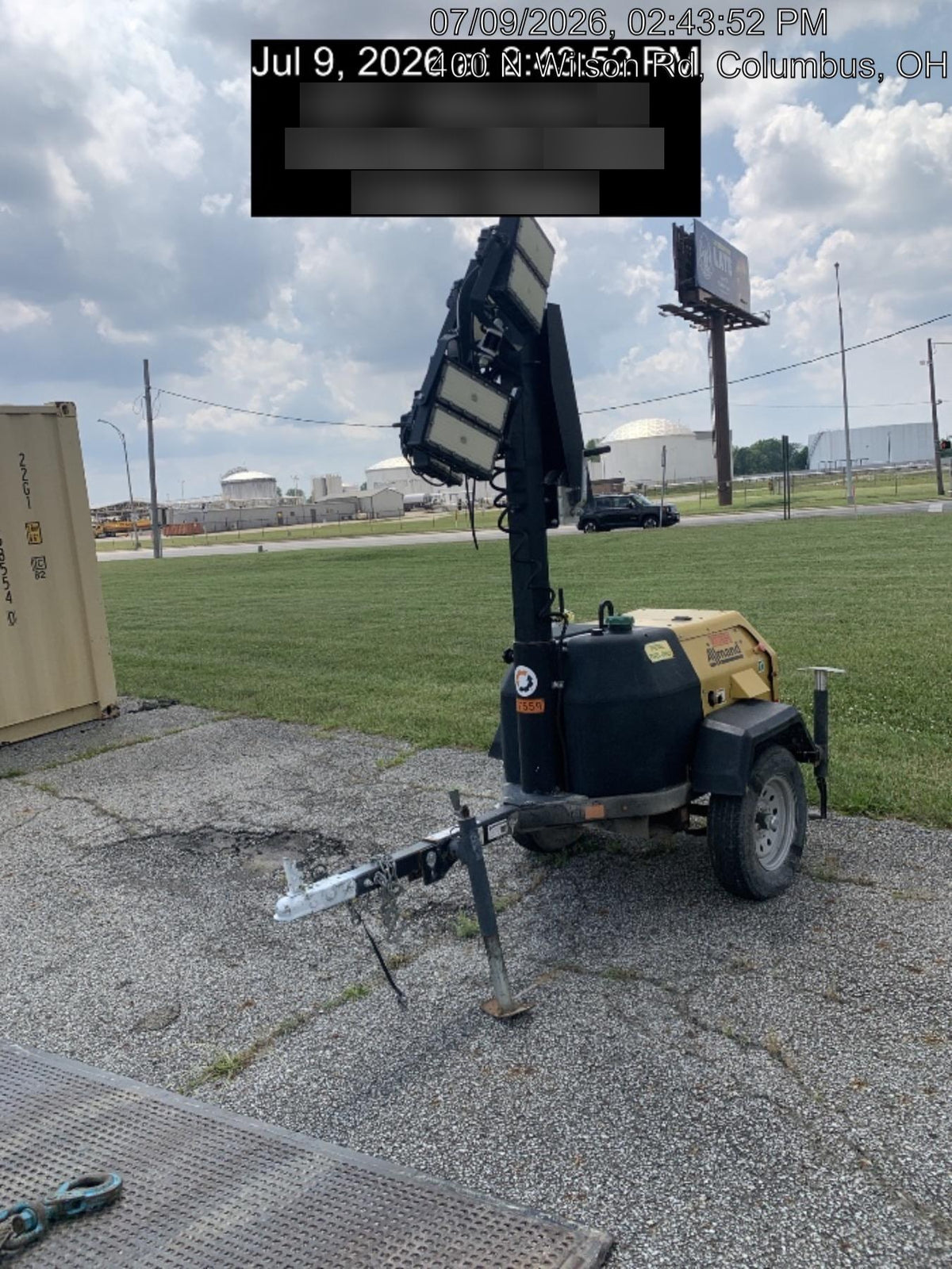 2022 Allmand NLV3GR (4) LED Light Fixture 350W, 23' Vertical Mast, 3kW Prime, Towable, Deep Sea L401, Leveling Jacks, Yanmar T4F 5.8hp