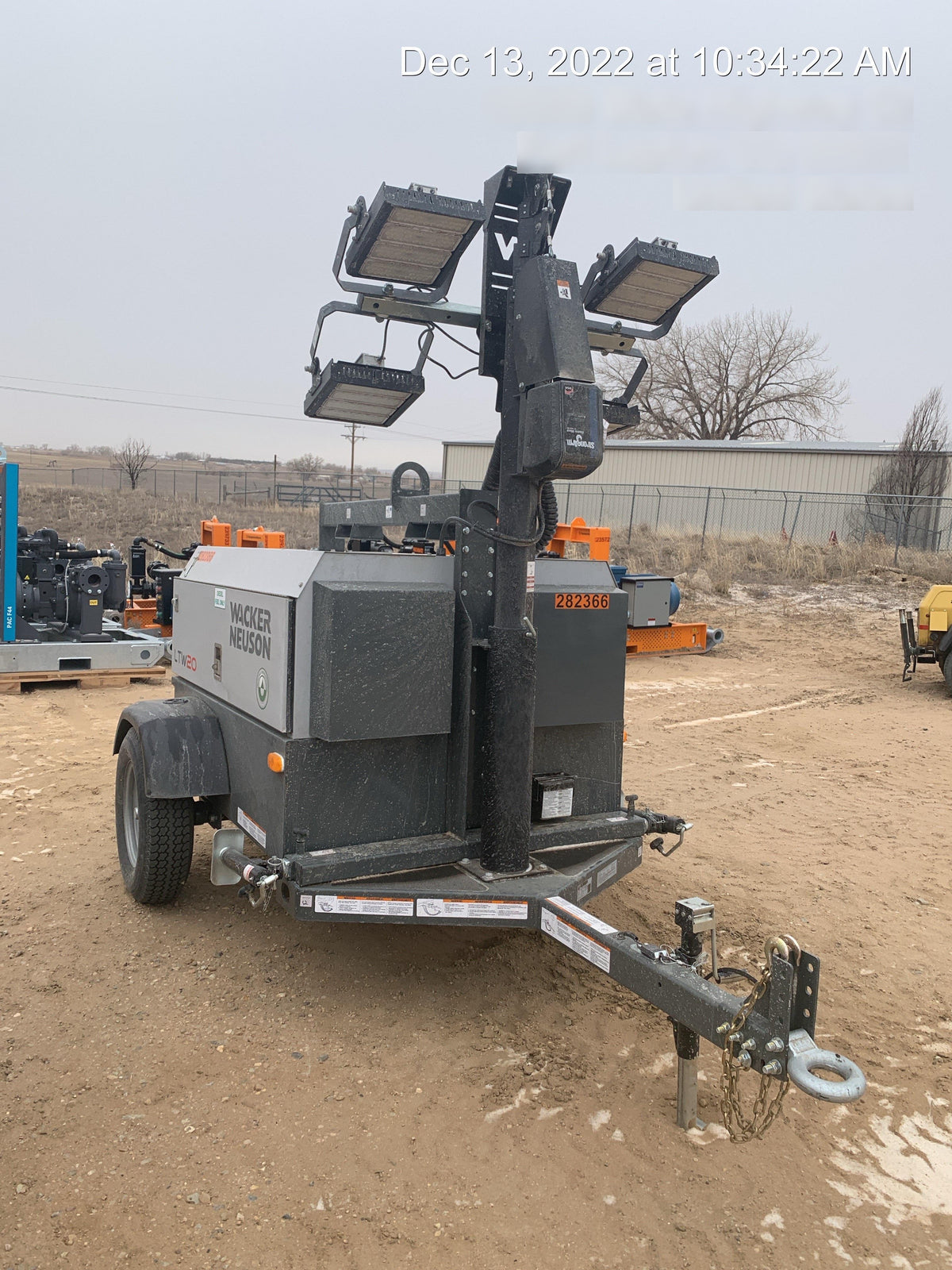 2022 Wacker Neuson LTW20Z1 Isuzu Dsl. Engine, 23' Mast, (4) 300W LED Lights, CWK, Programmable Dawn to Dusk, 360 Deg. Rotation, 57 Gal. Tank, Trailer Mounted
