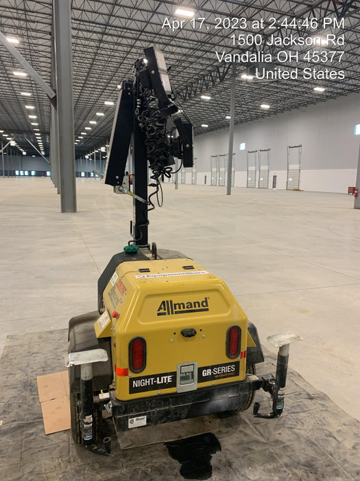 2022 Allmand NLV3GR (4) LED Light Fixture 350W, 23' Vertical Mast, 3kW Prime, Towable, Deep Sea L401, Leveling Jacks, Yanmar T4F 5.8hp