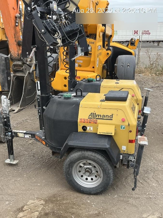 2022 Allmand NLV3GR (4) LED Light Fixture 350W, 23' Vertical Mast, 3kW Prime, Towable, Deep Sea L401, Leveling Jacks, Yanmar T4F 5.8hp