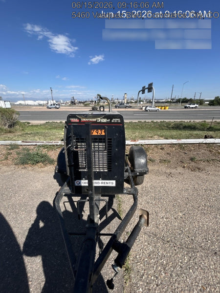 2019 Lincoln Electric Vantage 322 Ready-Pak 3, Two Wheel Trailer, Fender and Light Kit, Cable Rack