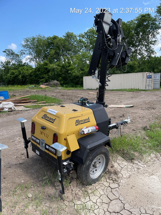 2022 Allmand NLV3GR (4) LED Light Fixture 350W, 23' Vertical Mast, 3kW Prime, Towable, Deep Sea L401, Leveling Jacks, Yanmar T4F 5.8hp