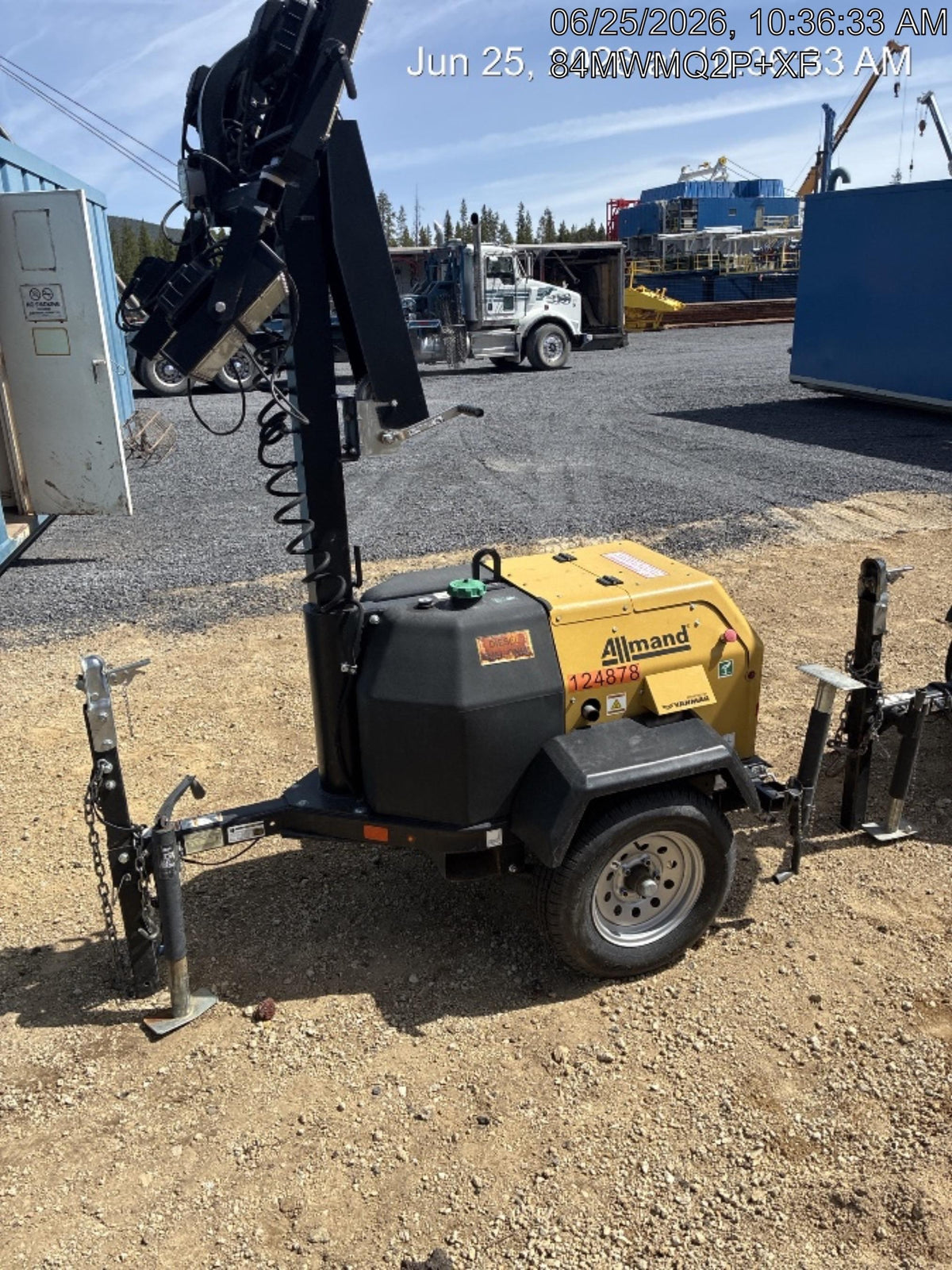 2020 Allmand NLV3GR (4) LED Light Fixture 350W, 23' Vertical Mast, 3kW Prime, Towable, Deep Sea L401, Leveling Jacks, Yanmar T4F 5.8hp