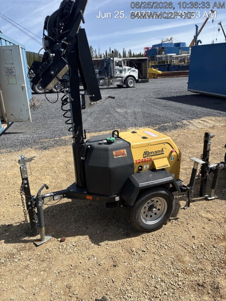 2020 Allmand NLV3GR (4) LED Light Fixture 350W, 23' Vertical Mast, 3kW Prime, Towable, Deep Sea L401, Leveling Jacks, Yanmar T4F 5.8hp