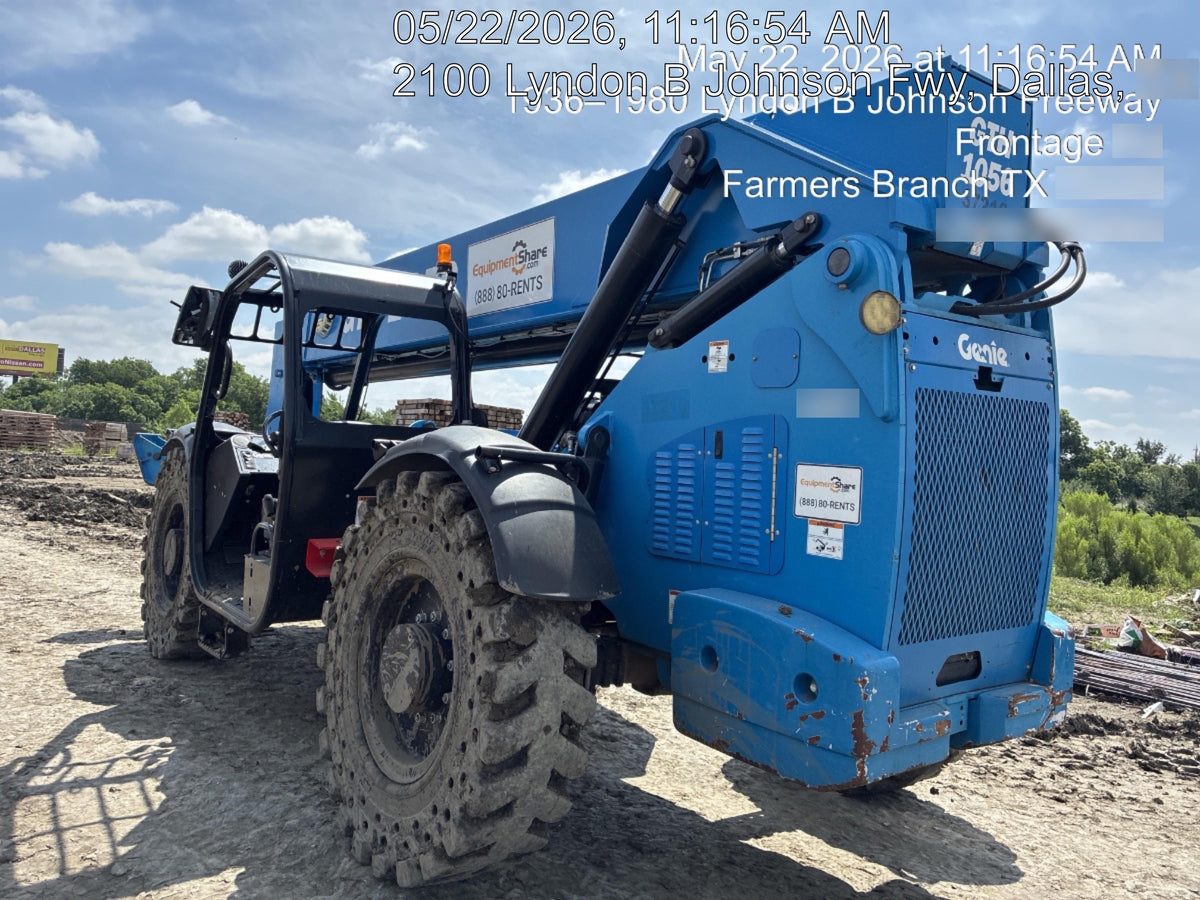 2019 Genie GTH-1056 Canopy, Solid RT Tires, LED Work Lights, Beacon 60" QA Carriage, 60" Forks
