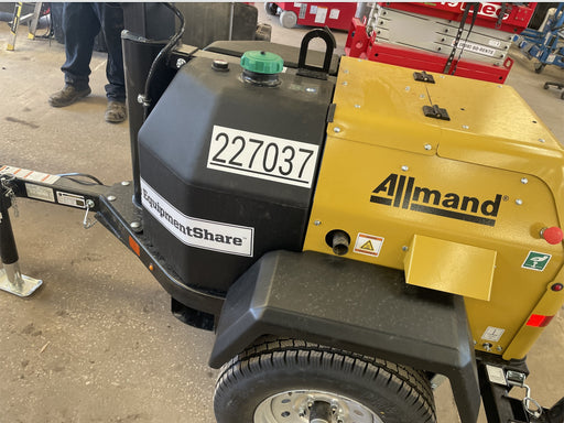 2022 Allmand NLV3GR (4) LED Light Fixture 350W, 23' Vertical Mast, 3kW Prime, Towable, Deep Sea L401, Leveling Jacks, Yanmar T4F 5.8hp