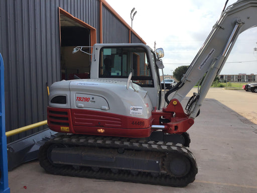 2019 Takeuchi TB290 Cab/Heat/AC Rubber tracks, Dozer blade, Travel alarm, Auxiliary hydraulics w/Manual QC, Hydraulic thumb, 18", 24", and 36" Buckets