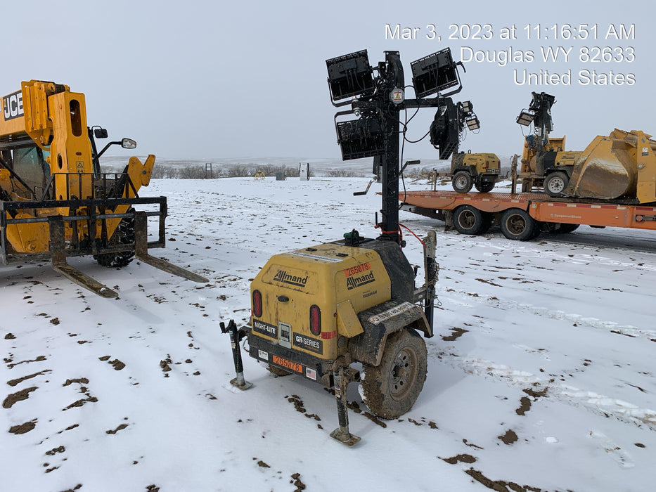 2022 Allmand NLV3GR (4) LED Light Fixture 350W, 23' Vertical Mast, 3kW Prime, Towable, ES Decals, T3