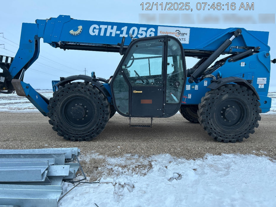 2019 Genie GTH-1056 Cab/Heat/AC, Solid RT Tires, LED Work Lights, Beacon 60" QA Carriage, 60" Forks