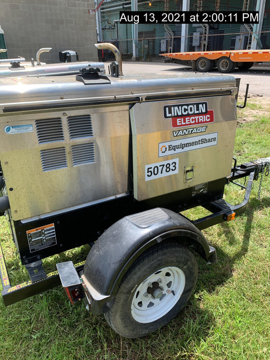 2019 Lincoln Electric Vantage 322 Welder Ready-Pak 3, Two wheel trailer, Fender and Light kit, Cable Rack