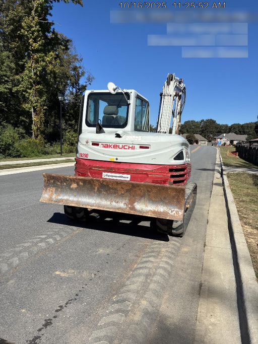 2019 Takeuchi TB290 Cab, AC, Rubber Tracks, Dozer Blade, Travel Alarm, Control Pattern Change Valve, Auxiliary Hydraulics w/18" Quick Coupler Bucket with teeth, 6.2 cu. ft. capacity/24" Quick Coupler Bucket with teeth, 8.6 cu. ft. capacity/36" Quick Coupler Bucket with teeth, 13.4 cu. ft. capacity, Quick Coupler, Hydraulic Thumb Installed