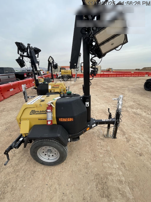 2022 Allmand NLV3GR (4) LED Light Fixture 350W, 23' Vertical Mast, 3kW Prime, Towable, ES Decals, T3