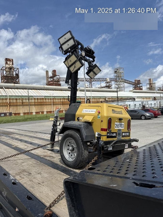 2022 Allmand NLV3GR (4) LED Light Fixture 350W, 23' Vertical Mast, 3kW Prime, Towable, ES Decals, T3