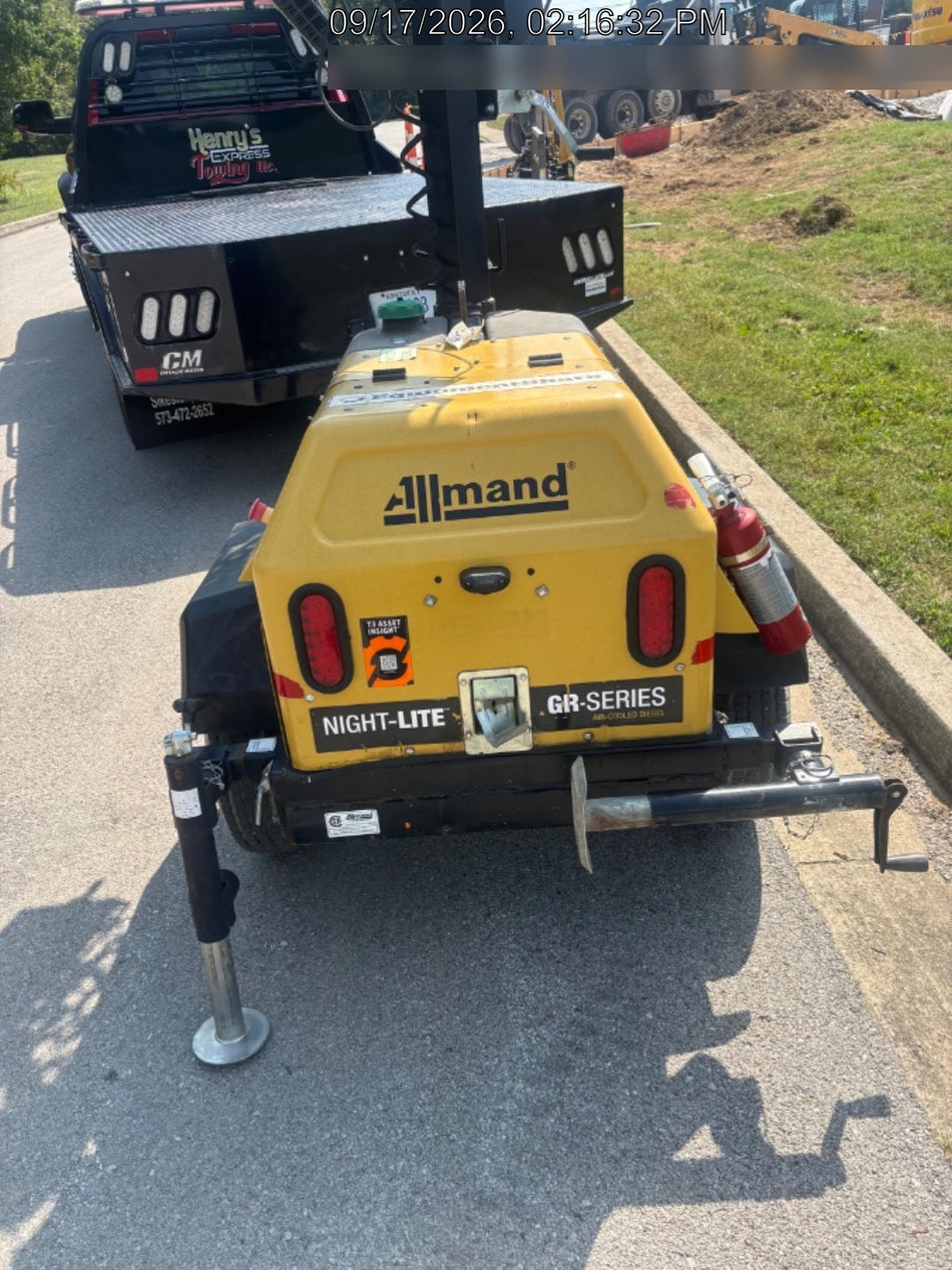 2022 Allmand NLV3GR (4) LED Light Fixture 350W, 23' Vertical Mast, 3kW Prime, Towable, Deep Sea L401, Leveling Jacks, Yanmar T4F 5.8hp