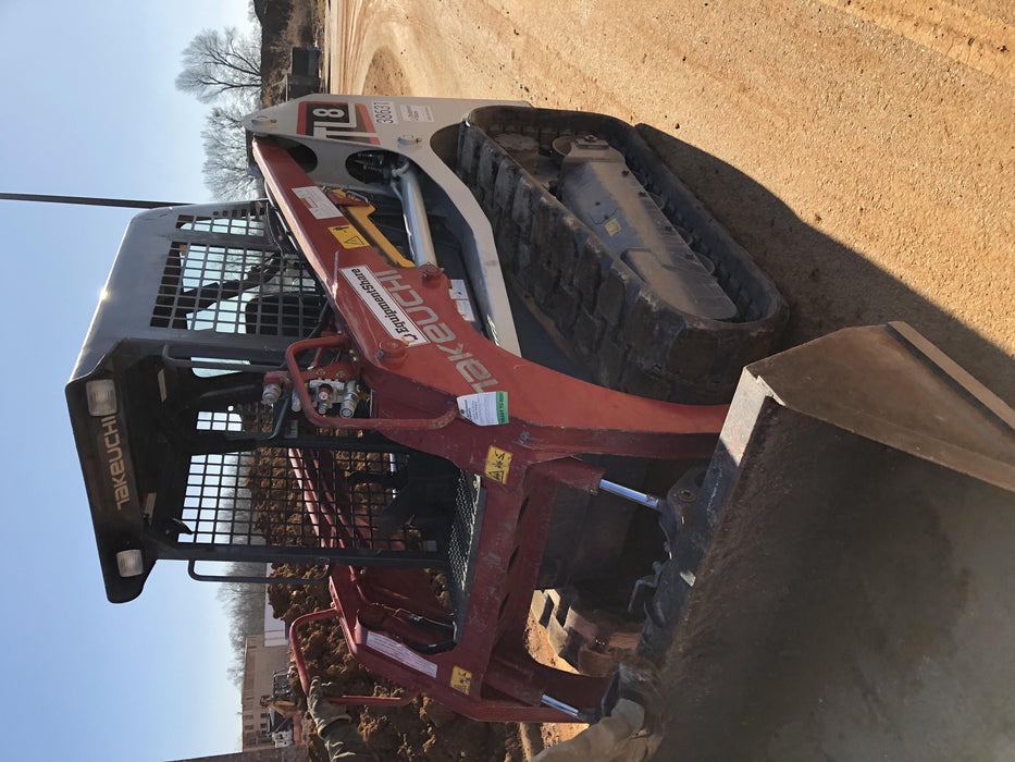2019 Takeuchi TL8 Radial ROPS, ROPS/FOPS Canopy, 15" Wide Rubber Tracks, Back-up Alarm, Front & Rear Working Lights, Auxiliary Hydraulics, Two-Speed Travel, Electronic Monitoring System 76" HD Dirt Bucket with 8 Teeth, 20.3 cubic feet Capacity