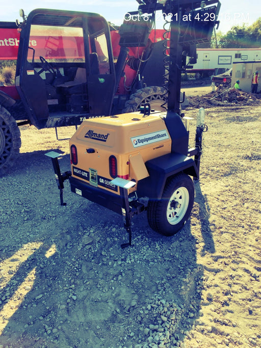 Allmand NLV3GR (4) LED Light Fixture 350W, 23' Vertical Mast, 3kW Prime, Towable, Deep Sea L401, Leveling Jacks, Yanmar T4F 5.8hp