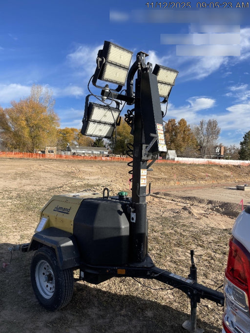 2022 Allmand NLV3GR (4) LED Light Fixture 350W, 23' Vertical Mast, 3kW Prime, Towable, Deep Sea L401, Leveling Jacks, Yanmar T4F 5.8hp