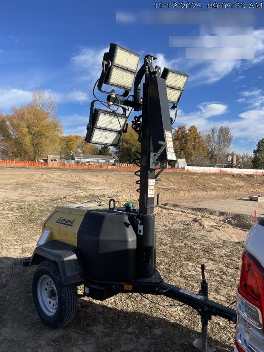 2022 Allmand NLV3GR (4) LED Light Fixture 350W, 23' Vertical Mast, 3kW Prime, Towable, Deep Sea L401, Leveling Jacks, Yanmar T4F 5.8hp