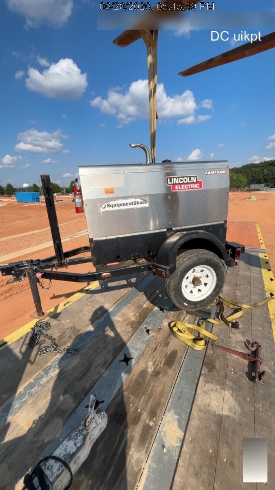 2019 Lincoln Electric Vantage 322 Welder Ready-Pak 3, Two wheel trailer, Fender and Light kit, Cable Rack