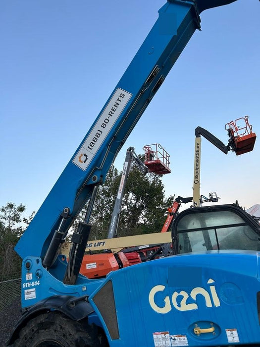 2019 Genie GTH-844 Cab/Heat/AC, Solid RT Tires, LED Work Lights, Beacon 60" QA Carriage, 48" Forks