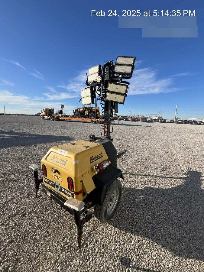 2022 Allmand NLV3GR (4) LED Light Fixture 350W, 23' Vertical Mast, 3kW Prime, Towable, Deep Sea L401, Leveling Jacks, Yanmar T4F 5.8hp