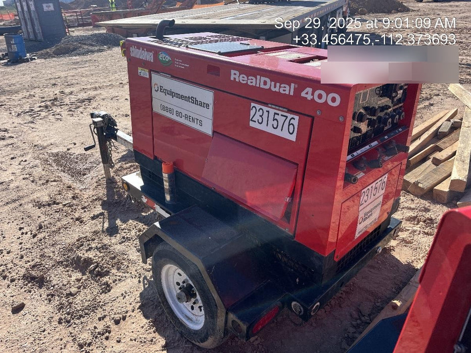 2022 Shindaiwa DGW400MDL Kubota D902 Engine, 23 HP, Dual Op Welder, Wire, Arc, Droop Stick, Tig, and CC Stick Functionality, Simulphase, 3 Phase and 1 Phase Gen Output, Single Axle NB Trlr, Slr Trckl Chrg 12V 12W, Fire Ext