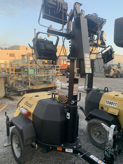 2022 Allmand NLV3GR (4) LED Light Fixture 350W, 23' Vertical Mast, 3kW Prime, Towable, Deep Sea L401, Leveling Jacks, Yanmar T4F 5.8hp