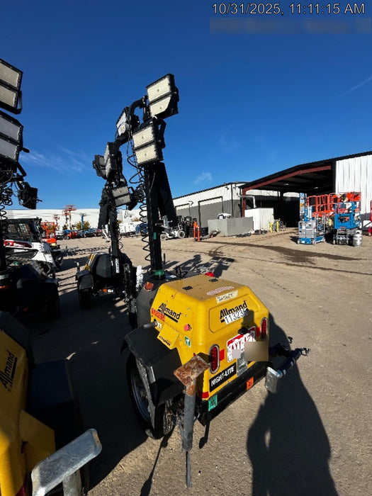 2020 Allmand NLV3GR (4) LED Light Fixture 350W, 23' Vertical Mast, 3kW Prime, Towable, Deep Sea L401, Leveling Jacks, Yanmar T4F 5.8hp