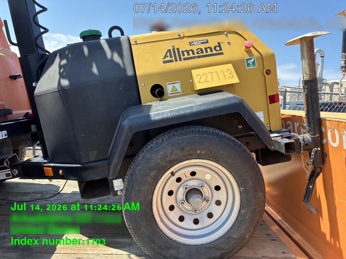 2022 Allmand NLV3GR (4) LED Light Fixture 350W, 23' Vertical Mast, 3kW Prime, Towable, Deep Sea L401, Leveling Jacks, Yanmar T4F 5.8hp