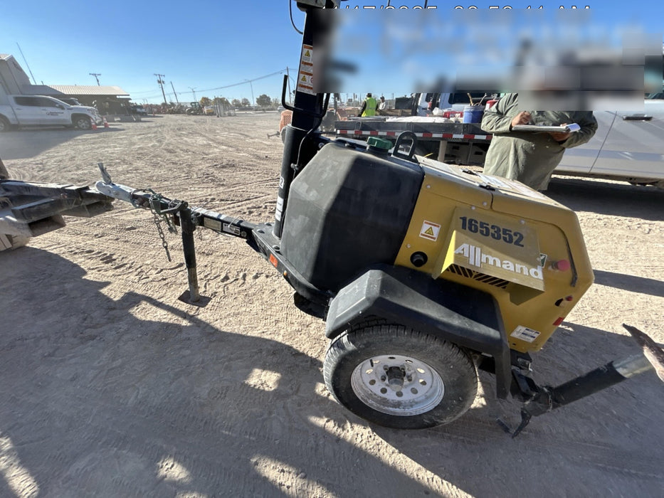 2021 Allmand NLV3GR (4) LED Light Fixture 350W, 23' Vertical Mast, 3kW Prime, Towable, Deep Sea L401, Leveling Jacks, Yanmar T4F 5.8hp