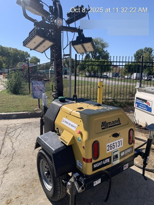 2022 Allmand NLV3GR (4) LED Light Fixture 350W, 23' Vertical Mast, 3kW Prime, Towable, ES Decals, T3