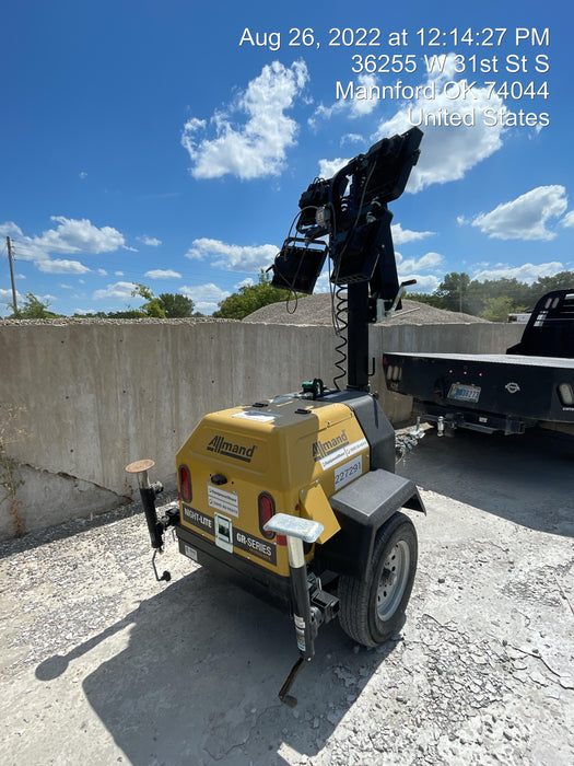 2022 Allmand NLV3GR (4) LED Light Fixture 350W, 23' Vertical Mast, 3kW Prime, Towable, Deep Sea L401, Leveling Jacks, Yanmar T4F 5.8hp