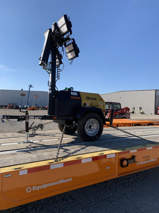 Allmand NLV3GR (4) LED Light Fixture 350W, 23' Vertical Mast, 3kW Prime, Towable, Deep Sea L401, Leveling Jacks, Yanmar T4F 5.8hp