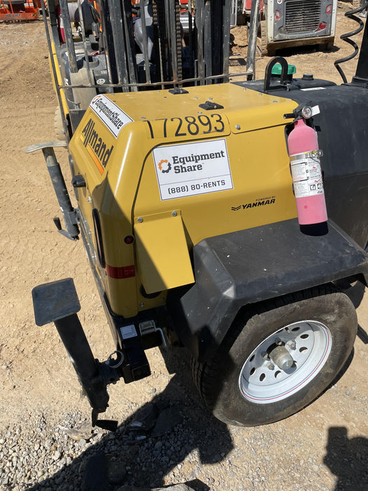 2021 Allmand NLV3GR (4) LED Light Fixture 350W, 23' Vertical Mast, 3kW Prime, Towable, Deep Sea L401, Leveling Jacks, Yanmar T4F 5.8hp