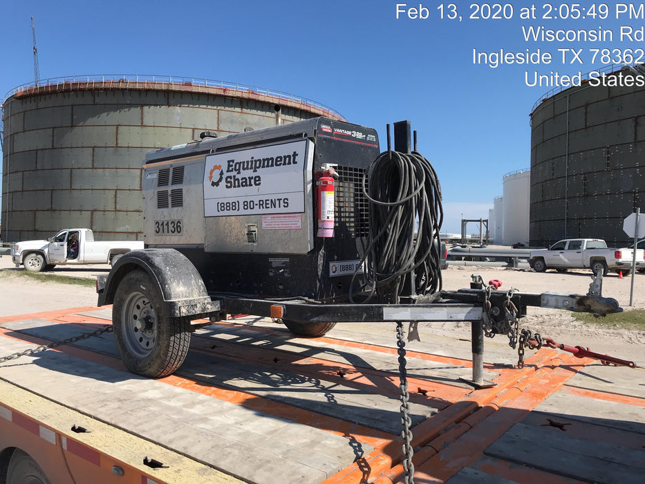 2019 Lincoln Electric Vantage 322 Welder Ready-Pak 3, Two wheel trailer, Fender and Light kit, Cable Rack