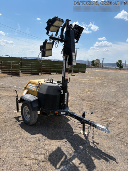 2021 Allmand NLV3GR (4) LED Light Fixture 350W, 23' Vertical Mast, 3kW Prime, Towable, Deep Sea L401, Leveling Jacks, Yanmar T4F 5.8hp