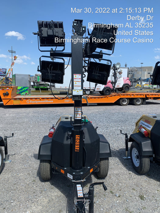 2021 Allmand NLV3GR (4) LED Light Fixture 350W, 23' Vertical Mast, 3kW Prime, Towable, Deep Sea L401, Leveling Jacks, Yanmar T4F 5.8hp