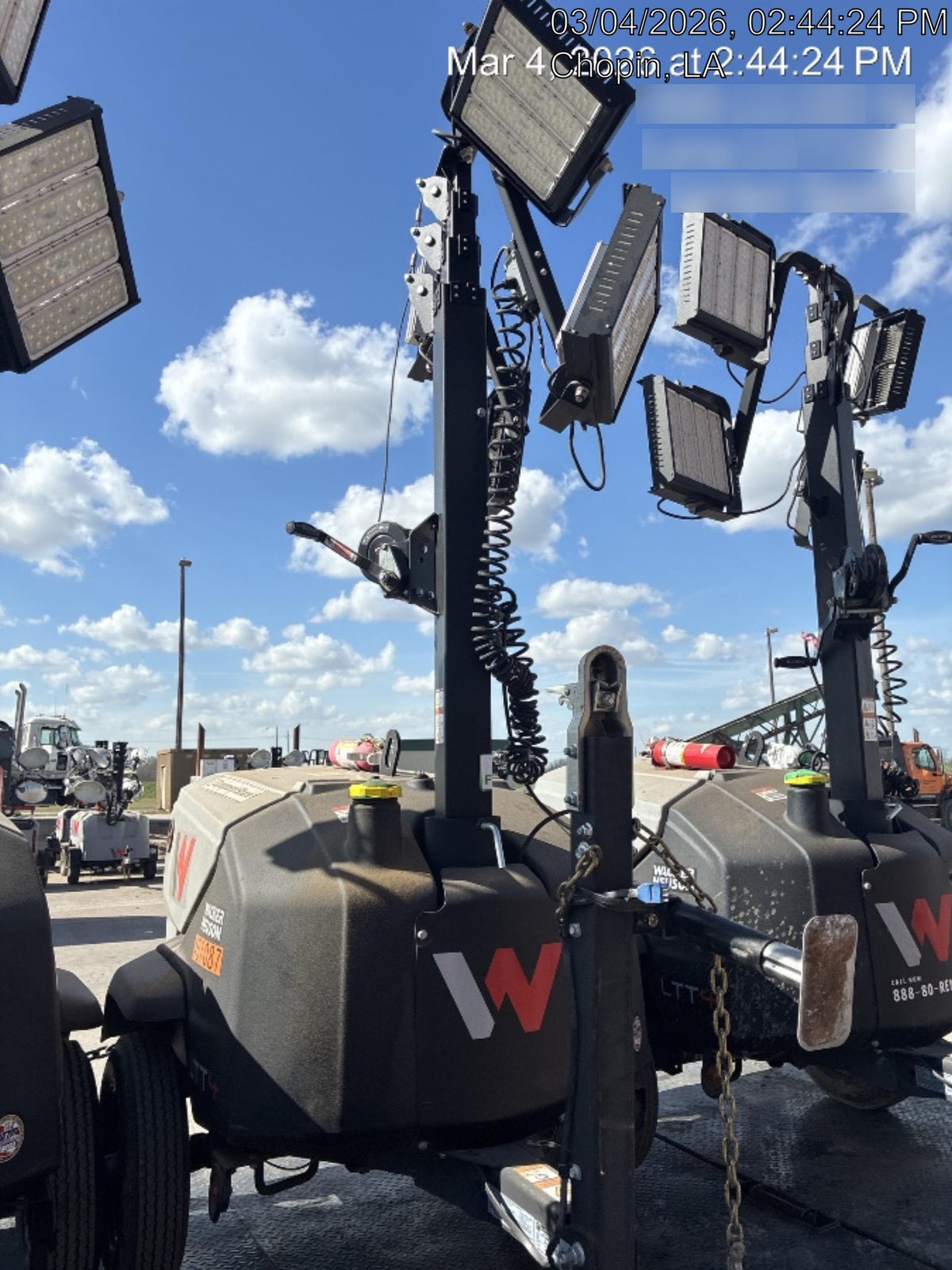 2024 Wacker Neuson LTT4 Diesel, Kohler KDW702, Deep Sea Controller, Auto Start, LED 320W, Bypass Outlet, T3