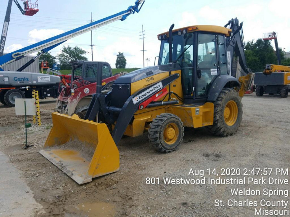 2020 John Deere 310LEP Cab/Heat/Air, 4WD, Standard Stick, Pilot Controls, 2 Way Hydraulics, TAG Manual QC