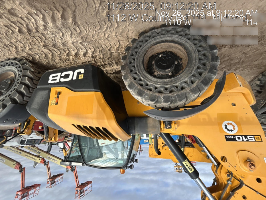 2019 JCB 510-56 Canopy, 74 HP, Solid Tires, STD Worklight, Beacon, Aux Hydraulics, Lifting Eye, Back up Alarm w/66" Carriage/60" Forks