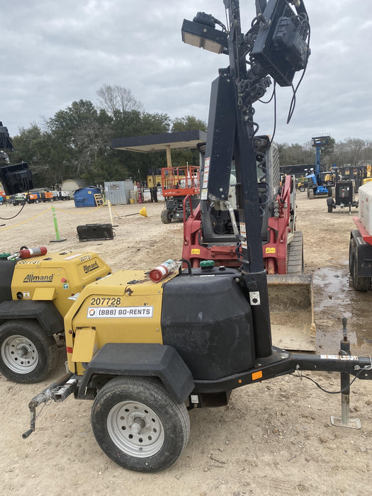 2022 Allmand NLV3GR (4) LED Light Fixture 350W, 23' Vertical Mast, 3kW Prime, Towable, Deep Sea L401, Leveling Jacks, Yanmar T4F 5.8hp