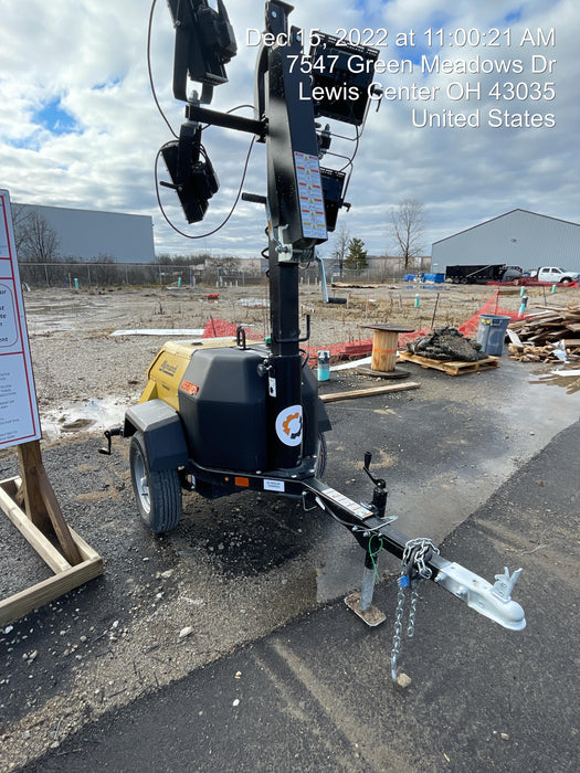 2022 Allmand NLV3GR (4) LED Light Fixture 350W, 23' Vertical Mast, 3kW Prime, Towable, ES Decals, T3