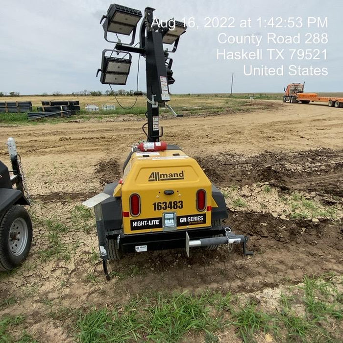 2021 Allmand NLV3GR (4) LED Light Fixture 350W, 23' Vertical Mast, 3kW Prime, Towable, Deep Sea L401, Leveling Jacks, Yanmar T4F 5.8hp