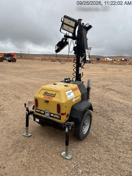 2022 Allmand NLV3GR (4) LED Light Fixture 350W, 23' Vertical Mast, 3kW Prime, Towable, Deep Sea L401, Leveling Jacks, Yanmar T4F 5.8hp