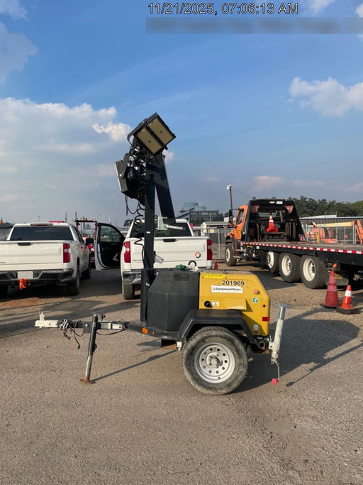 2022 Allmand NLV3GR (4) LED Light Fixture 350W, 23' Vertical Mast, 3kW Prime, Towable, Deep Sea L401, Leveling Jacks, Yanmar T4F 5.8hp