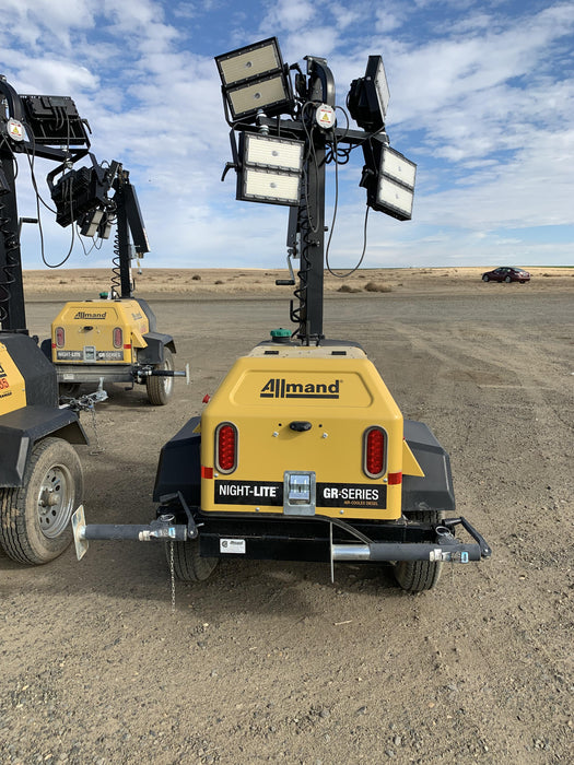 2020 Allmand NLV3GR (4) LED Light Fixture 350W, 23' Vertical Mast, 3kW Prime, Towable, Deep Sea L401, Leveling Jacks, Yanmar T4F 5.8hp