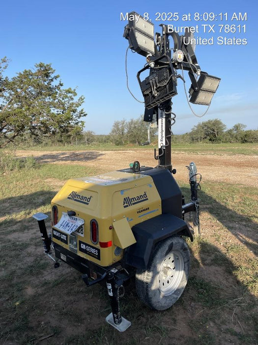 2022 Allmand NLV3GR (4) LED Light Fixture 350W, 23' Vertical Mast, 3kW Prime, Towable, ES Decals, T3