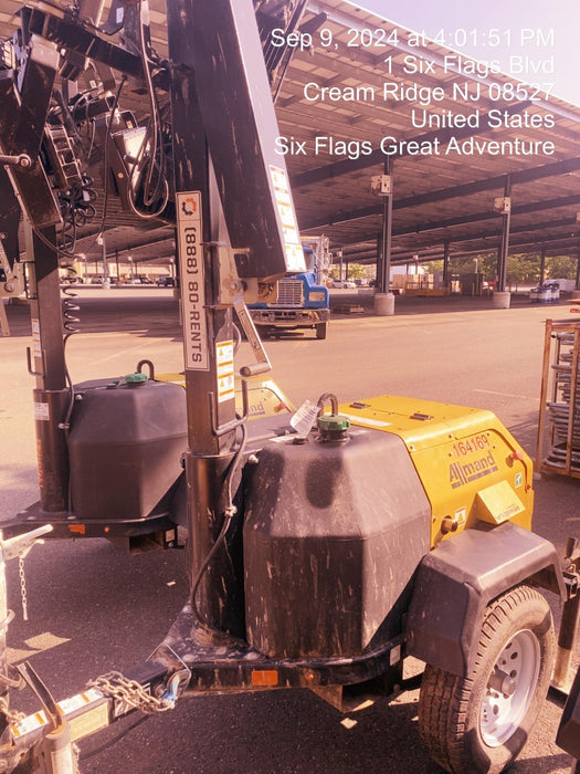 2021 Allmand NLV3GR (4) LED Light Fixture 350W, 23' Vertical Mast, 3kW Prime, Towable, Deep Sea L401, Leveling Jacks, Yanmar T4F 5.8hp