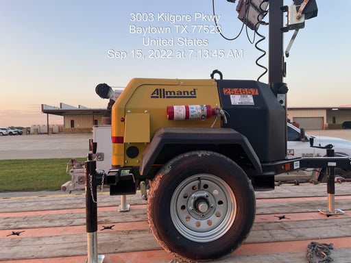 2022 Allmand NLV3GR (4) LED Light Fixture 350W, 23' Vertical Mast, 3kW Prime, Towable, ES Decals, T3