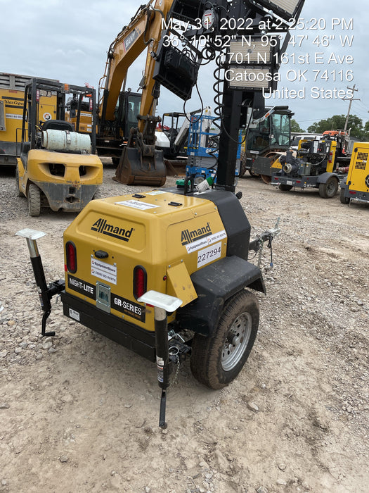 2022 Allmand NLV3GR (4) LED Light Fixture 350W, 23' Vertical Mast, 3kW Prime, Towable, Deep Sea L401, Leveling Jacks, Yanmar T4F 5.8hp